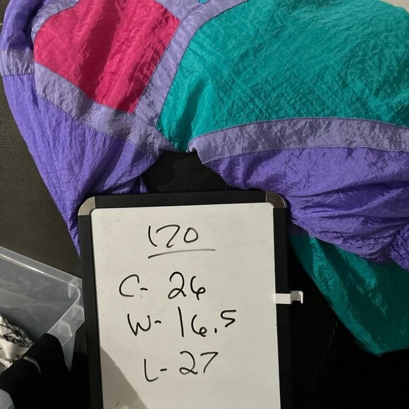 Vtg Nylon Jacket Purple Lined Windbreaker SHELL SHOCK Zip Elastic Waist Large - Picture 14 of 14